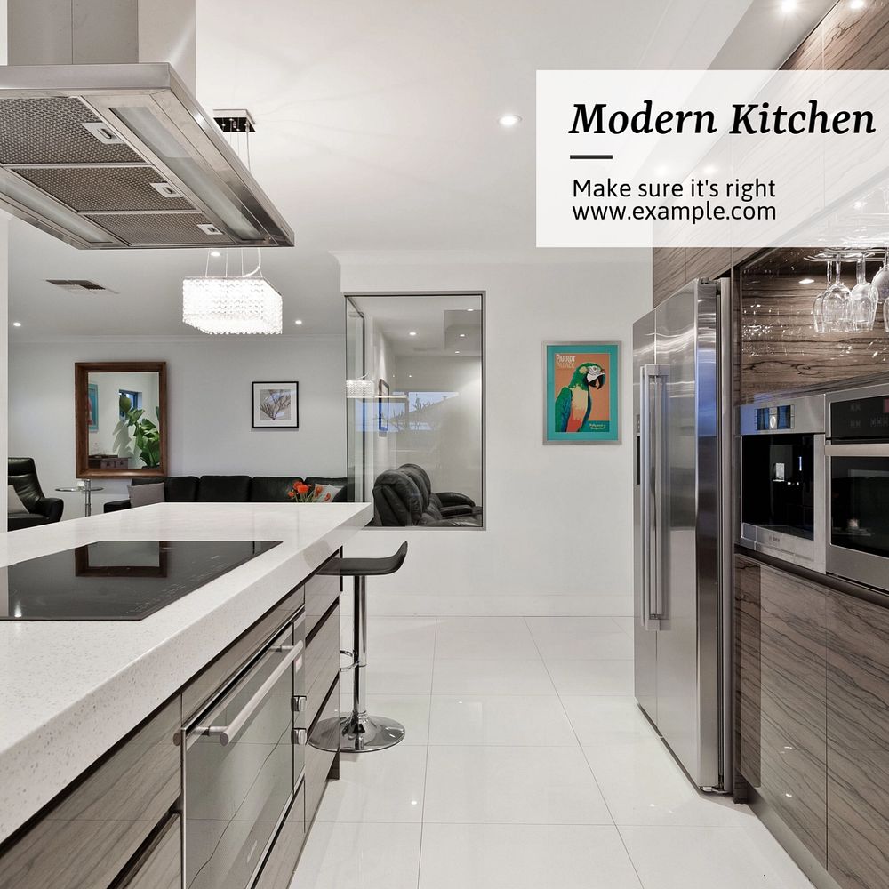 Kitchen design  Instagram post template, editable text