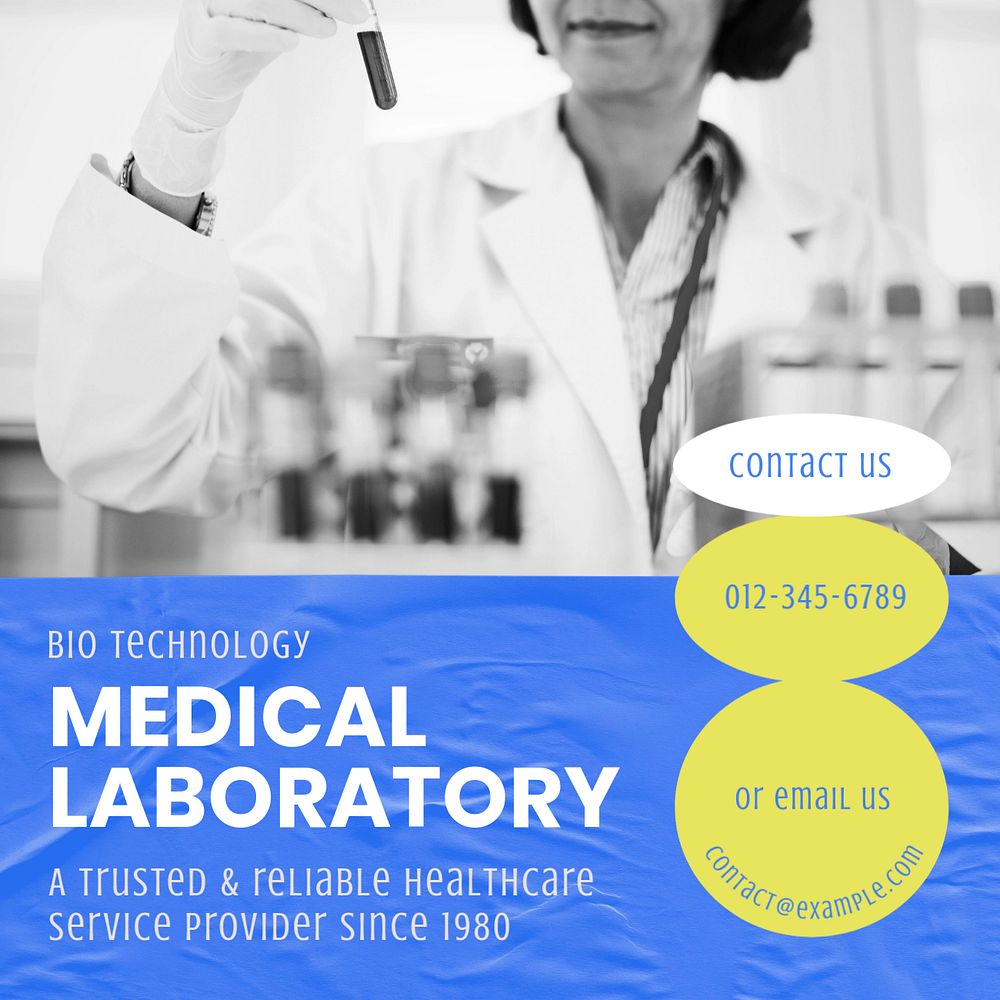 Medical laboratory  Instagram post template, editable text