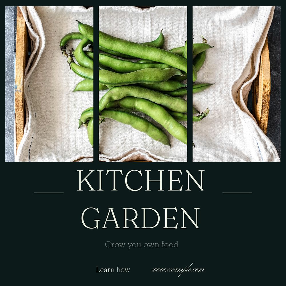 Kitchen garden  Instagram post template, editable text