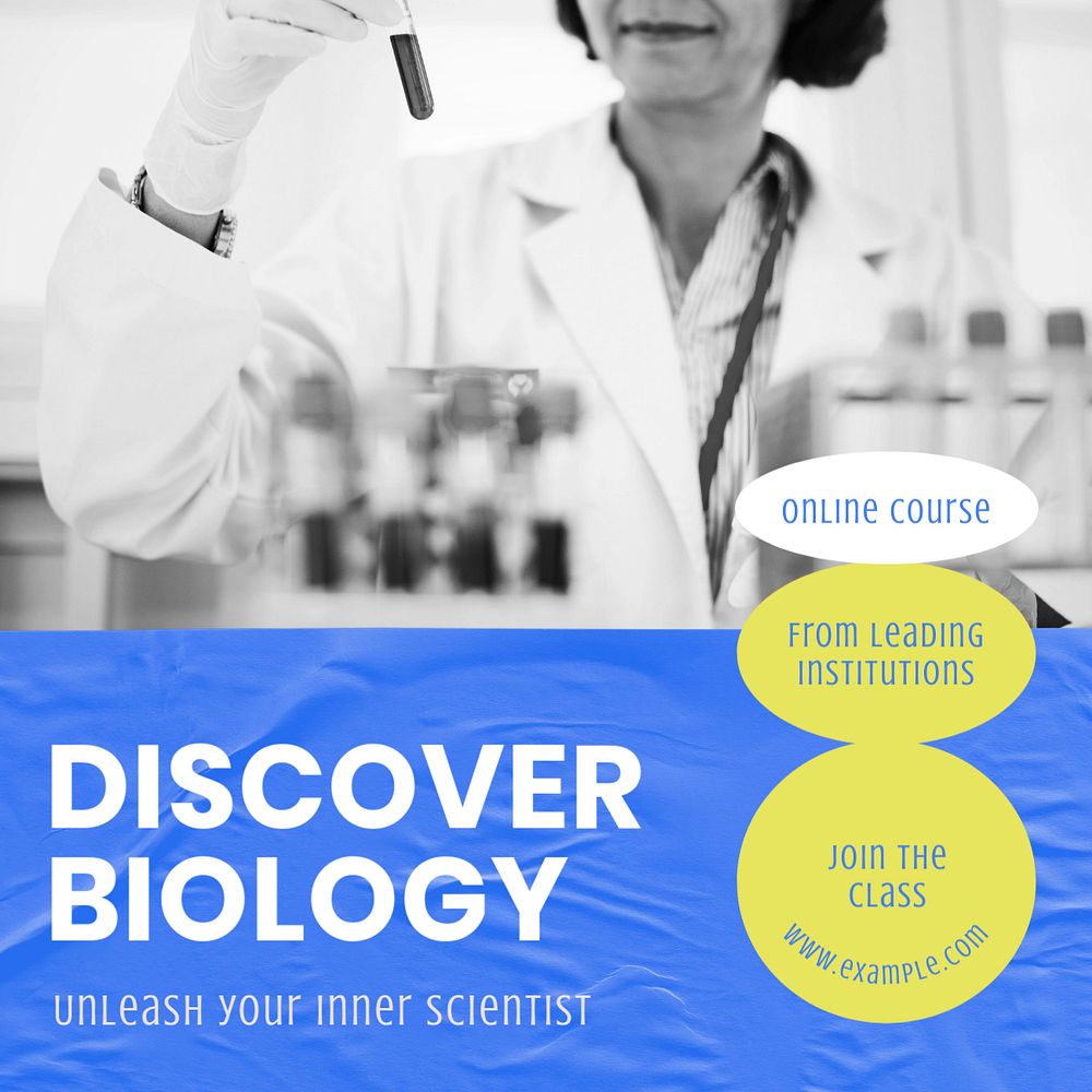 Biology class   Instagram post template, editable text