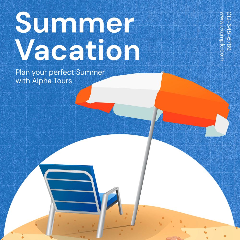 Summer vacation  Instagram post template, editable text