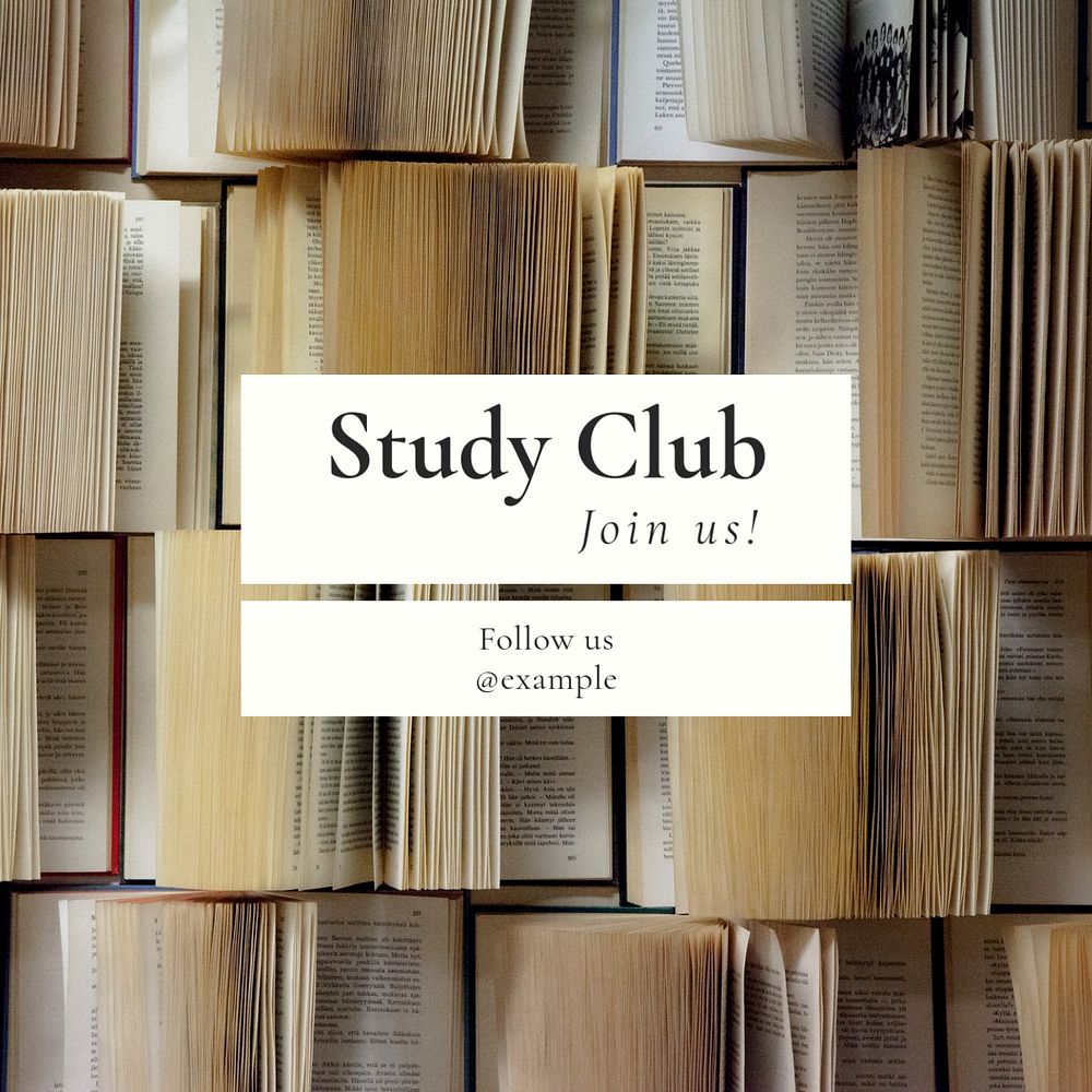 Study club  Instagram post template, editable text