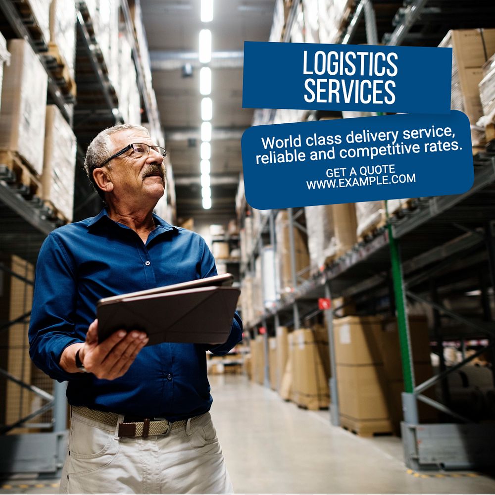 Logistic services Instagram post template, editable text