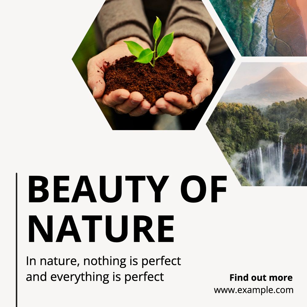 Beauty of nature Instagram post template, editable text