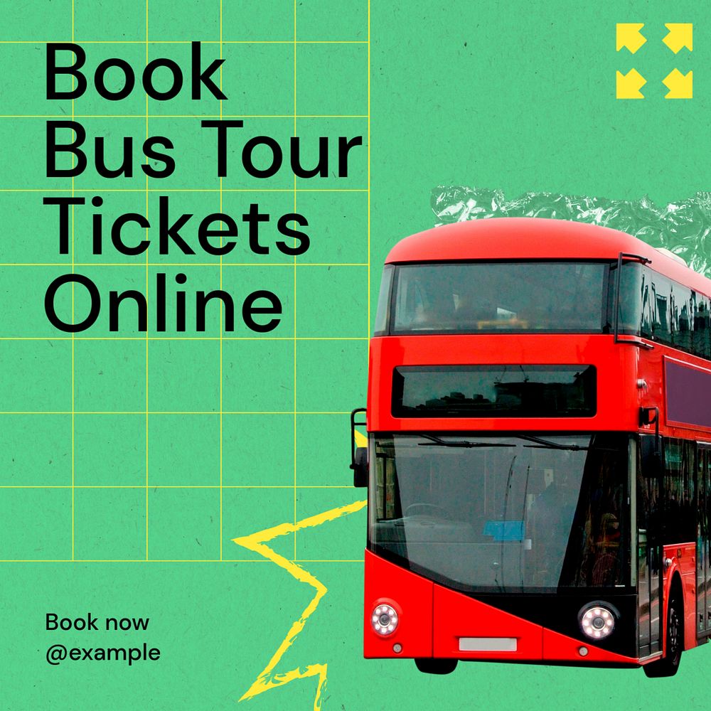 Online bus ticket   Instagram post template, editable text