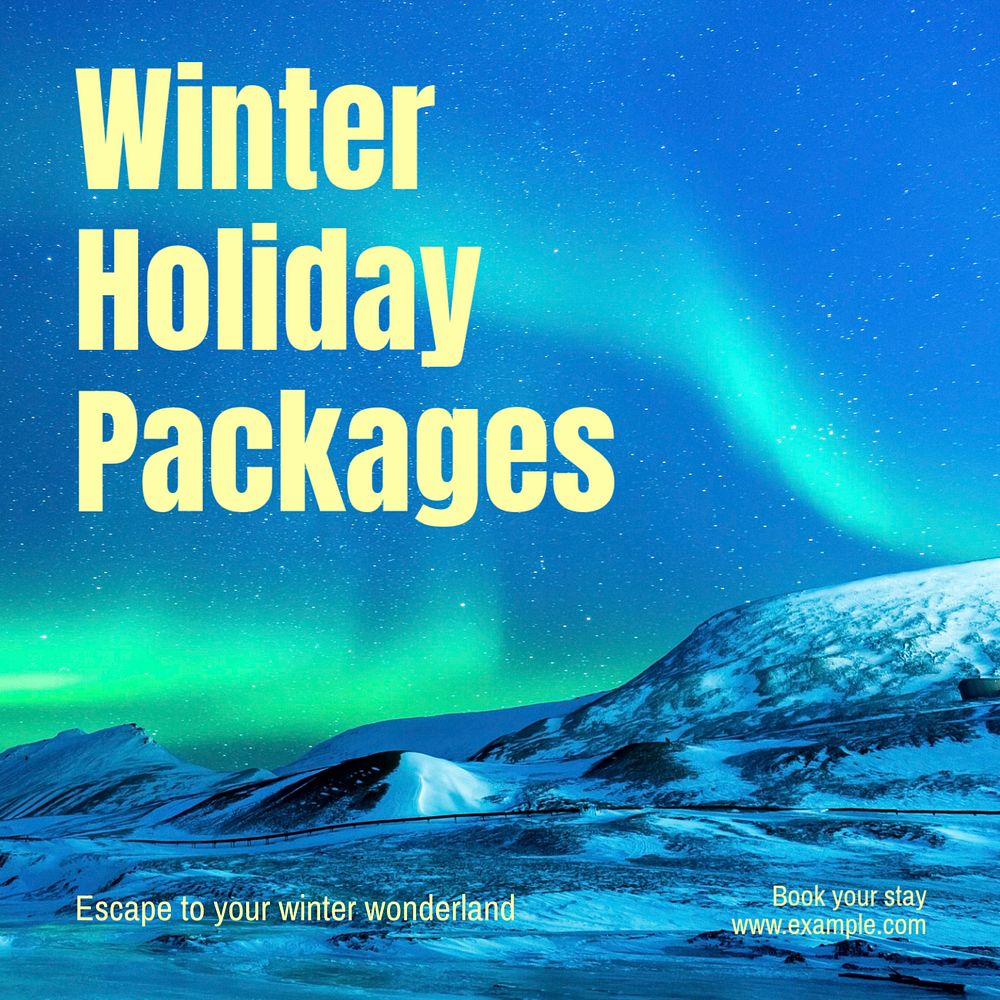 Winter holiday packages Instagram post template, editable text