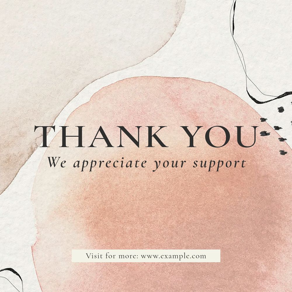 Thank you customer  Instagram post template, editable text