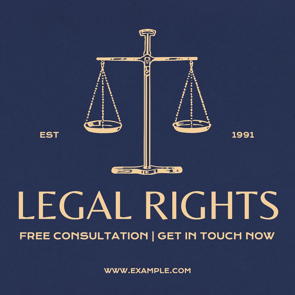 Solicitor legal rights Instagram post template, editable text