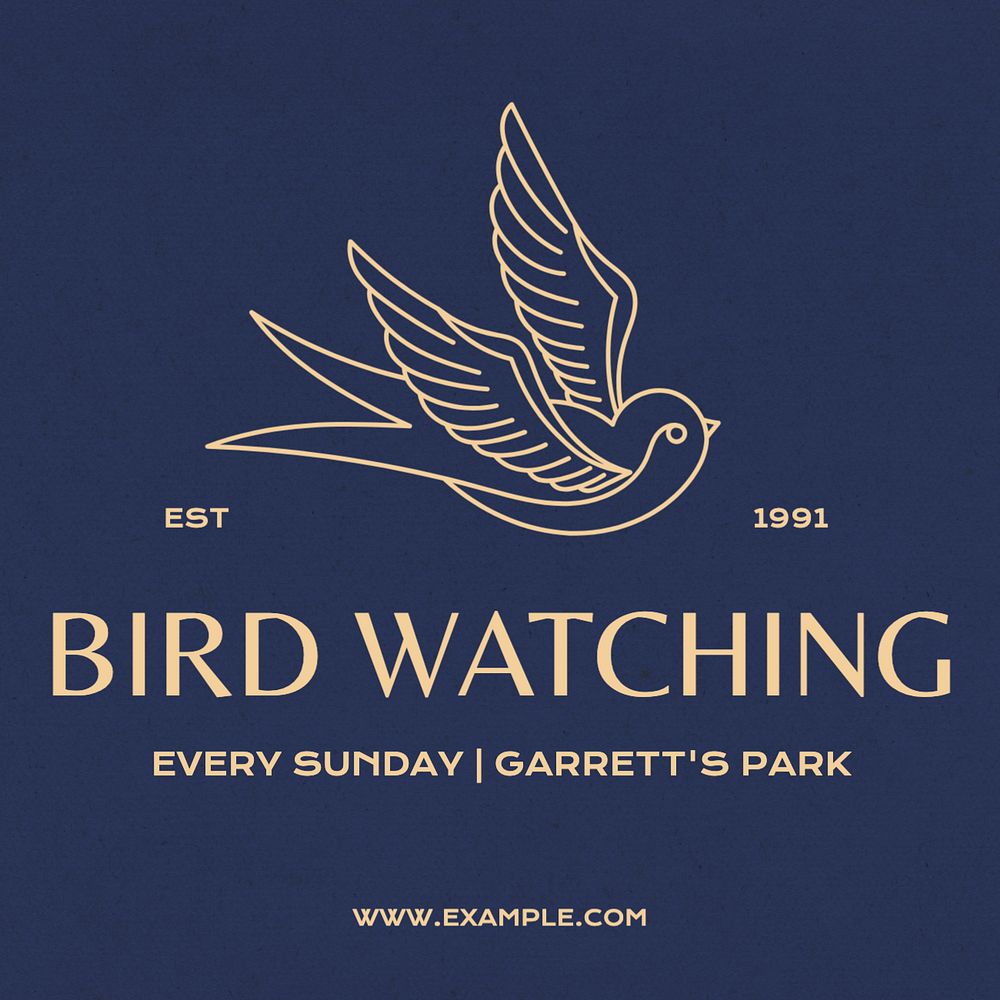 Bird watching Instagram post template, editable text