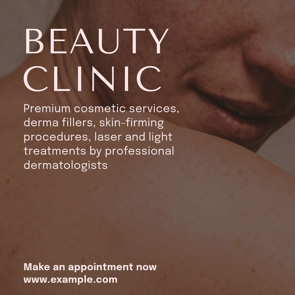 Beauty clinic  Instagram post template, editable text