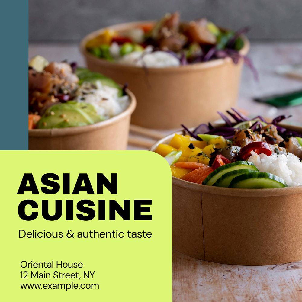 Asian cuisine Instagram post template, editable text