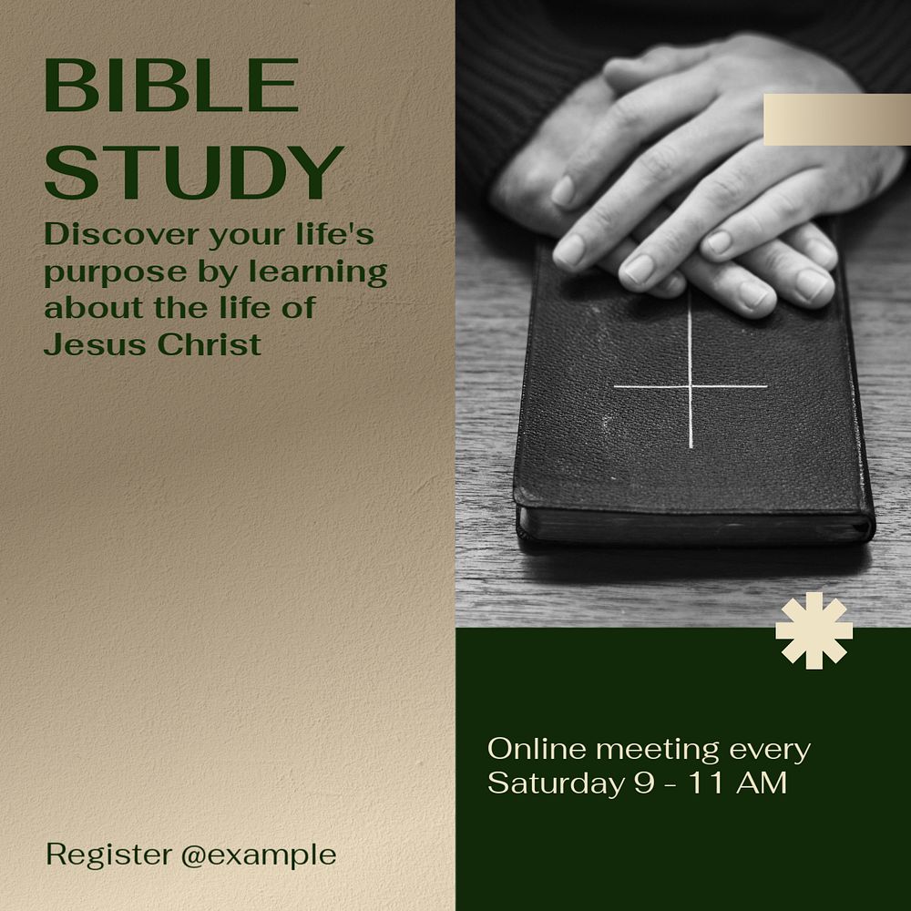 Bible study Instagram post template, editable text