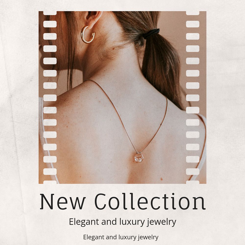 New jewelry collection Instagram post template, editable text