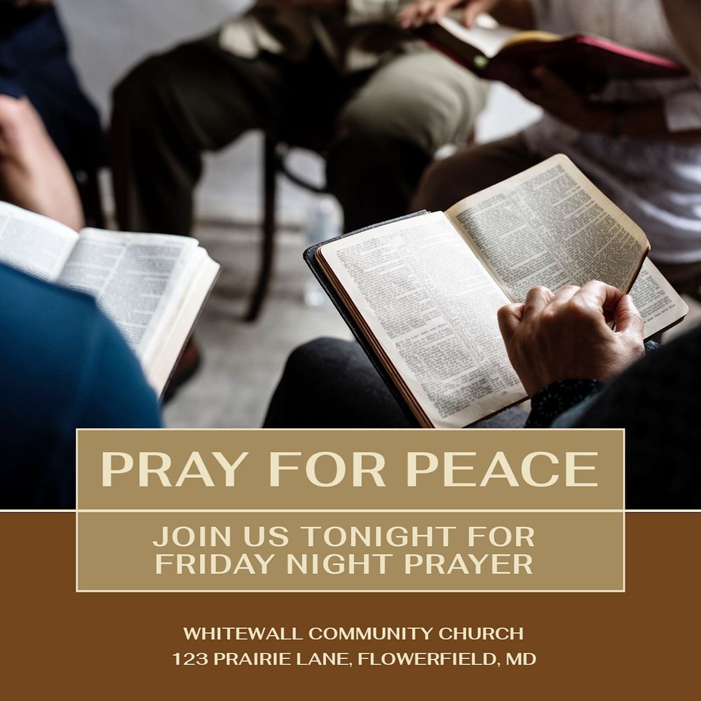 Pray for peace Instagram post template, editable text