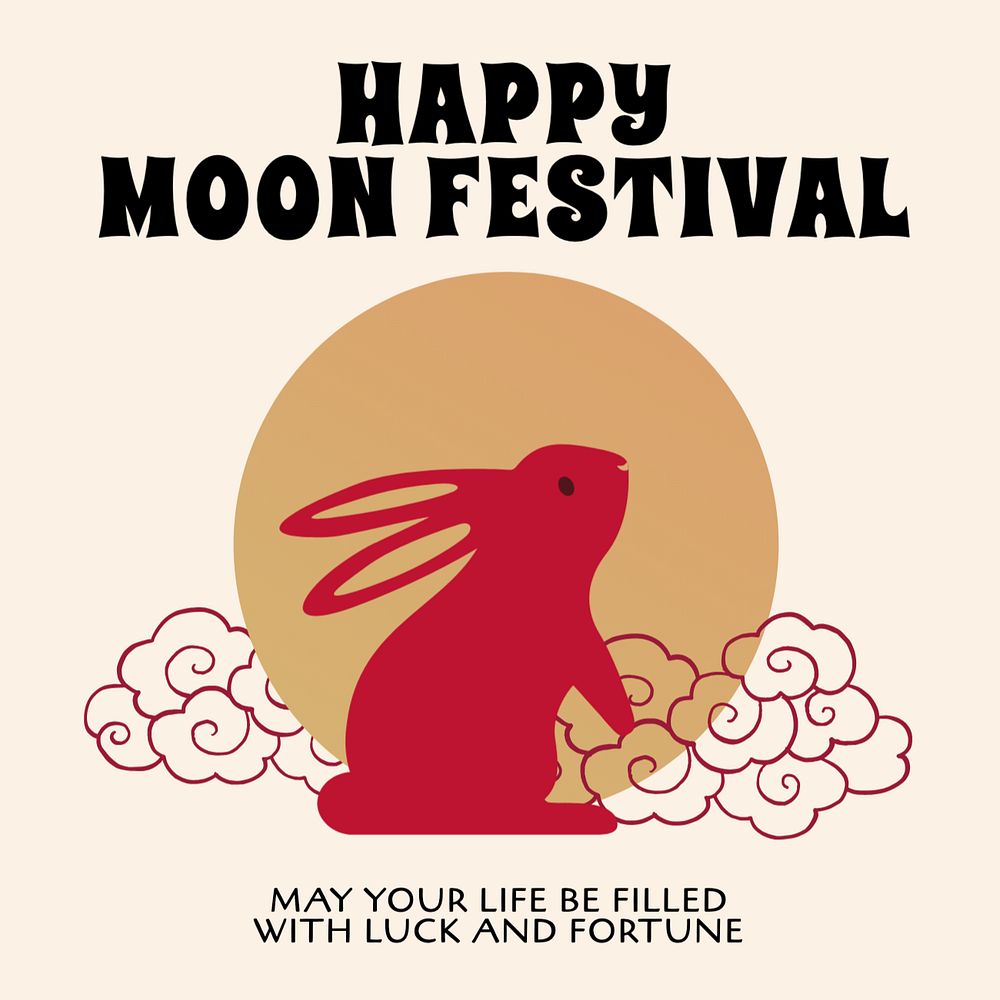 Moon festival Instagram post template, editable text