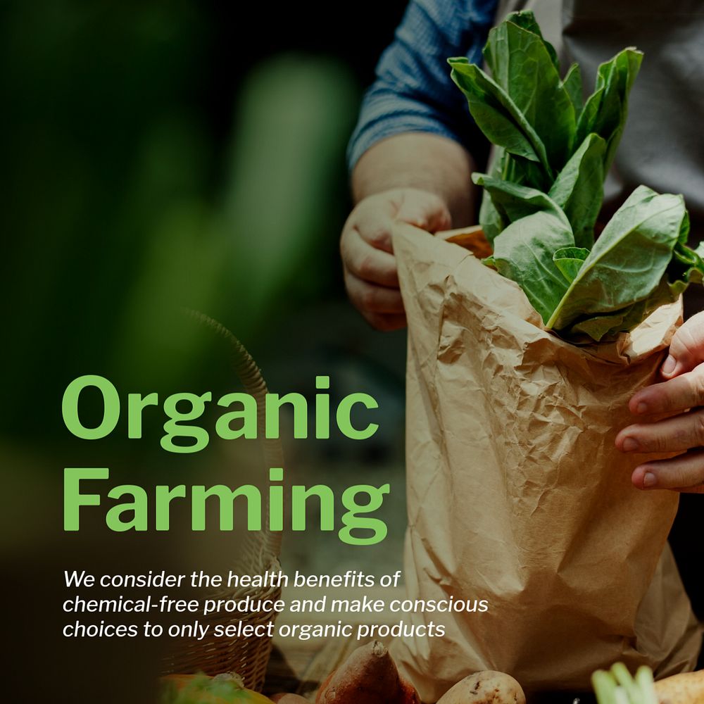 Organic farming Instagram post template, editable text