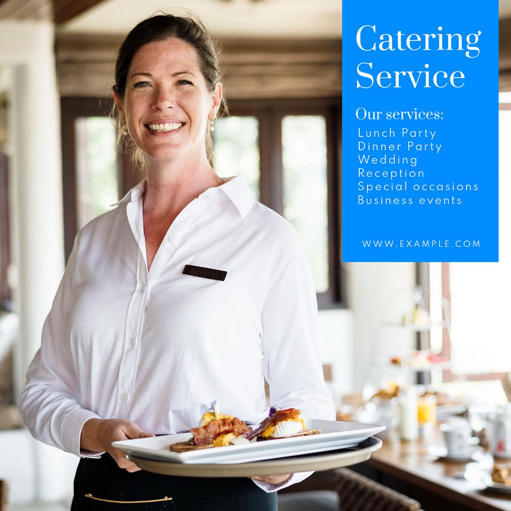 Catering service Instagram post template, editable text