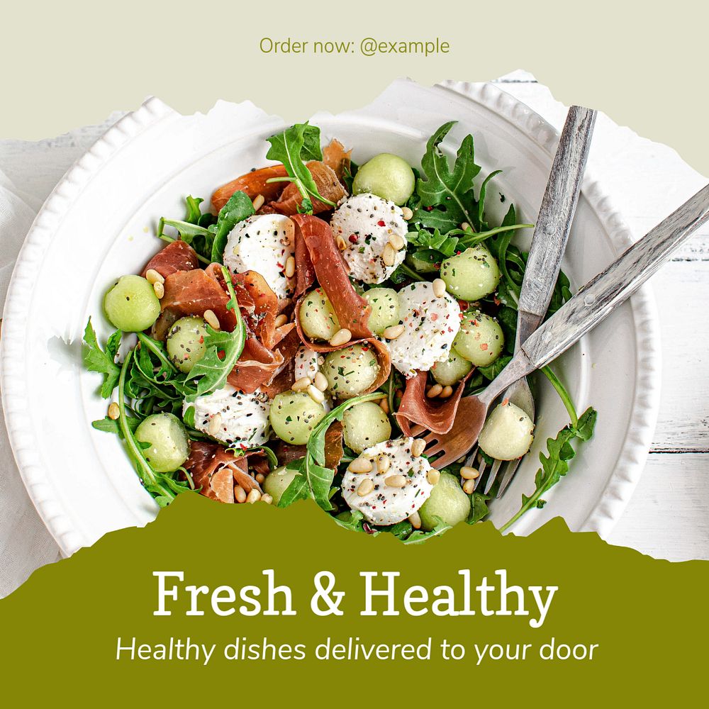 Fresh & healthy food  Instagram post template, editable text