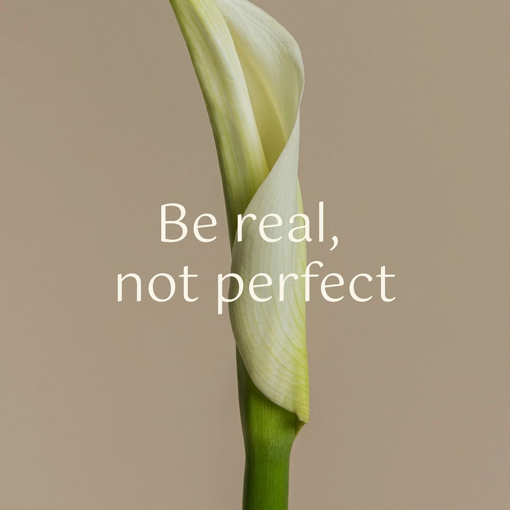 Be real, not perfect Instagram post template, editable text