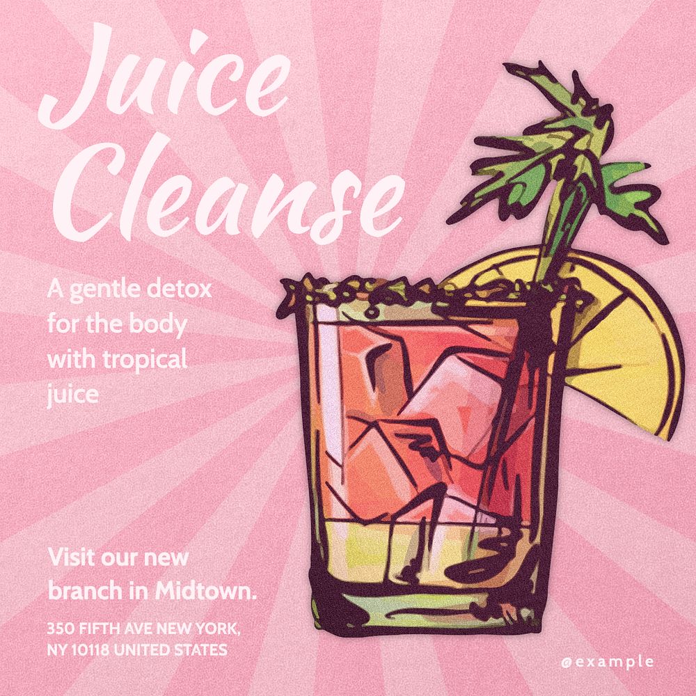 Juice cleanse Instagram post template, editable text