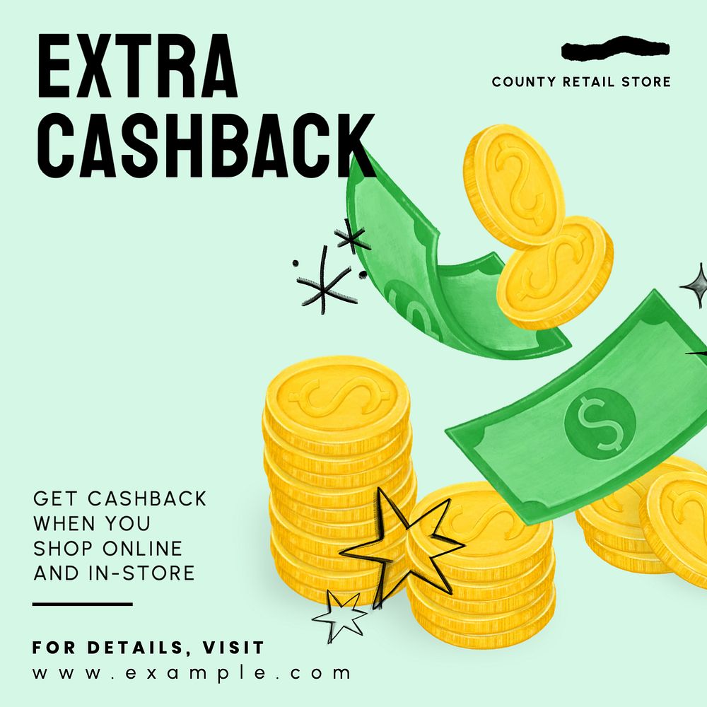 Cashback Instagram post template, editable text