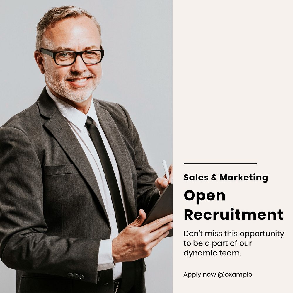 Open recruitment Instagram post template, editable text