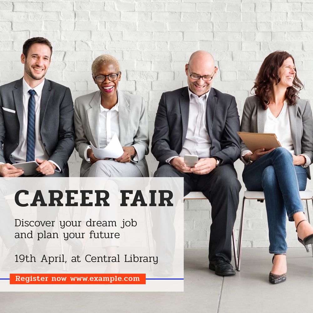 Career fair  Instagram post template, editable text