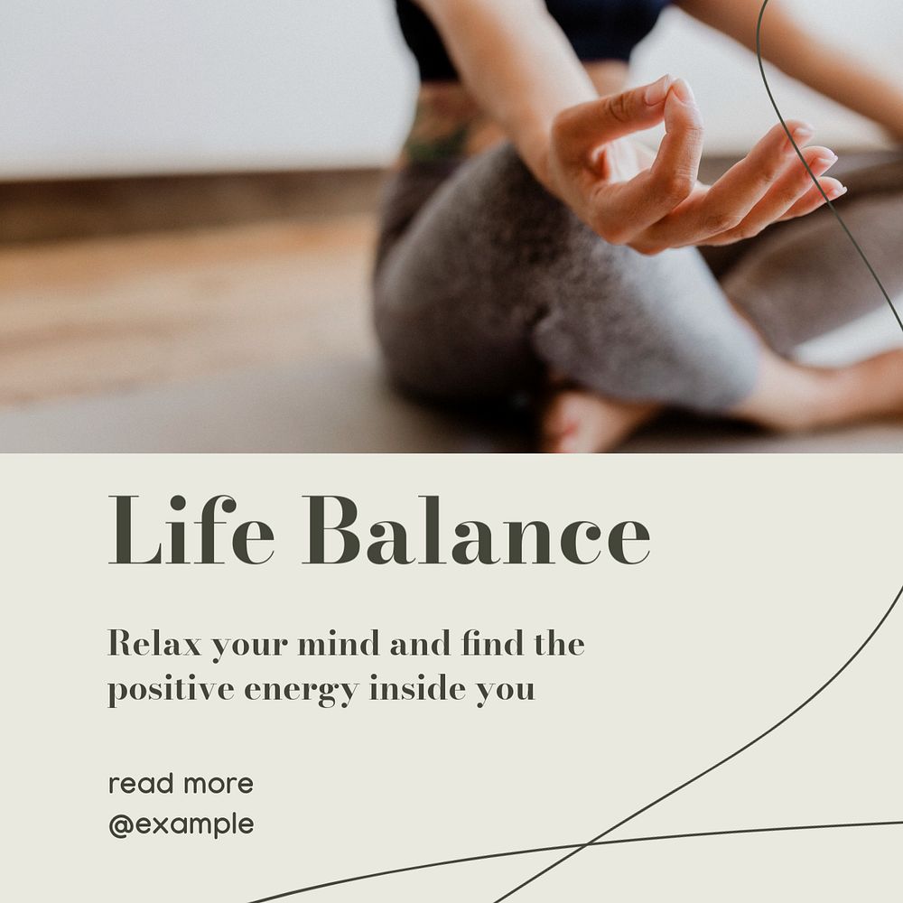 Life balance  Instagram post template, editable text