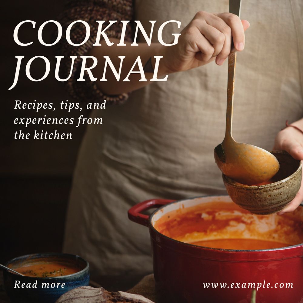 Cooking Journal Instagram post template, editable text