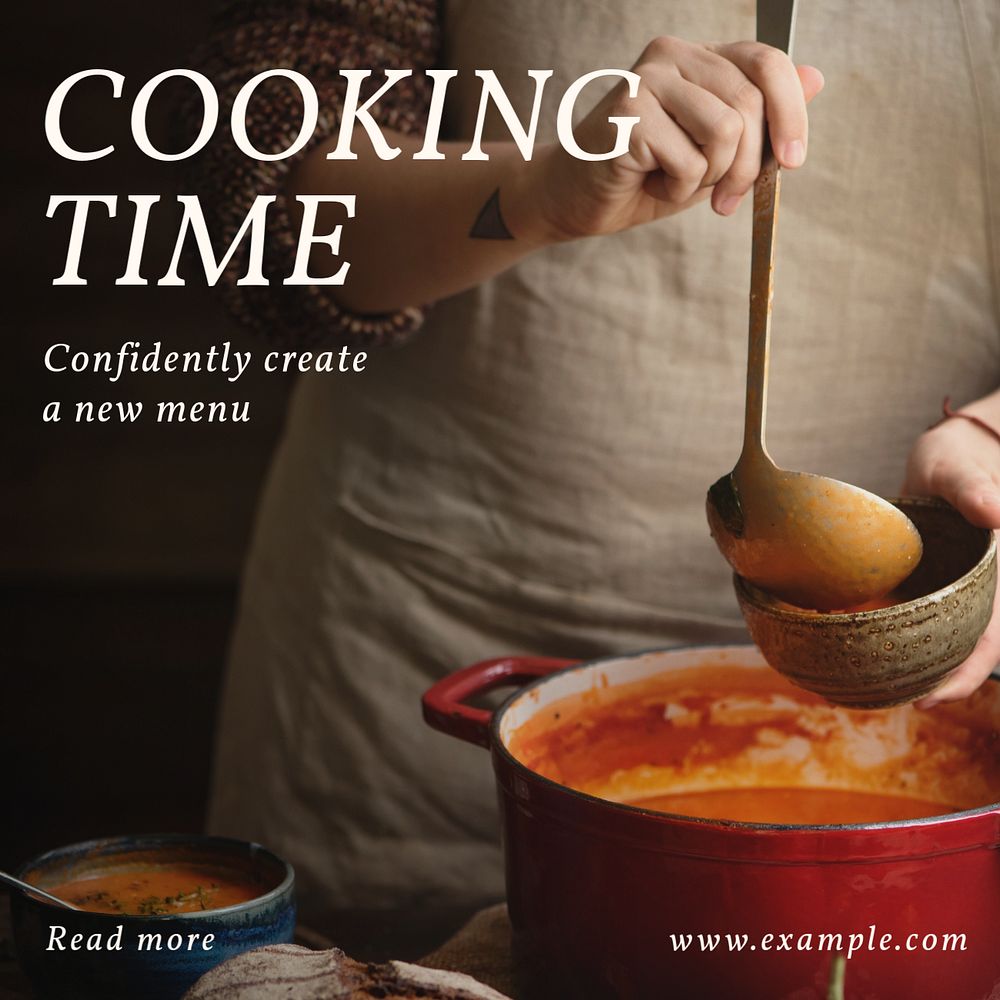 Cooking Tutorial Instagram post template, editable text