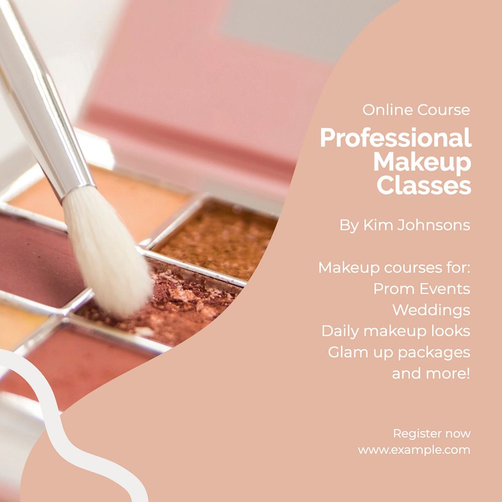 Professional makeup classes Instagram post template, editable text