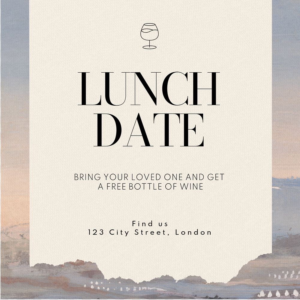 Lunch date Instagram post template, editable text