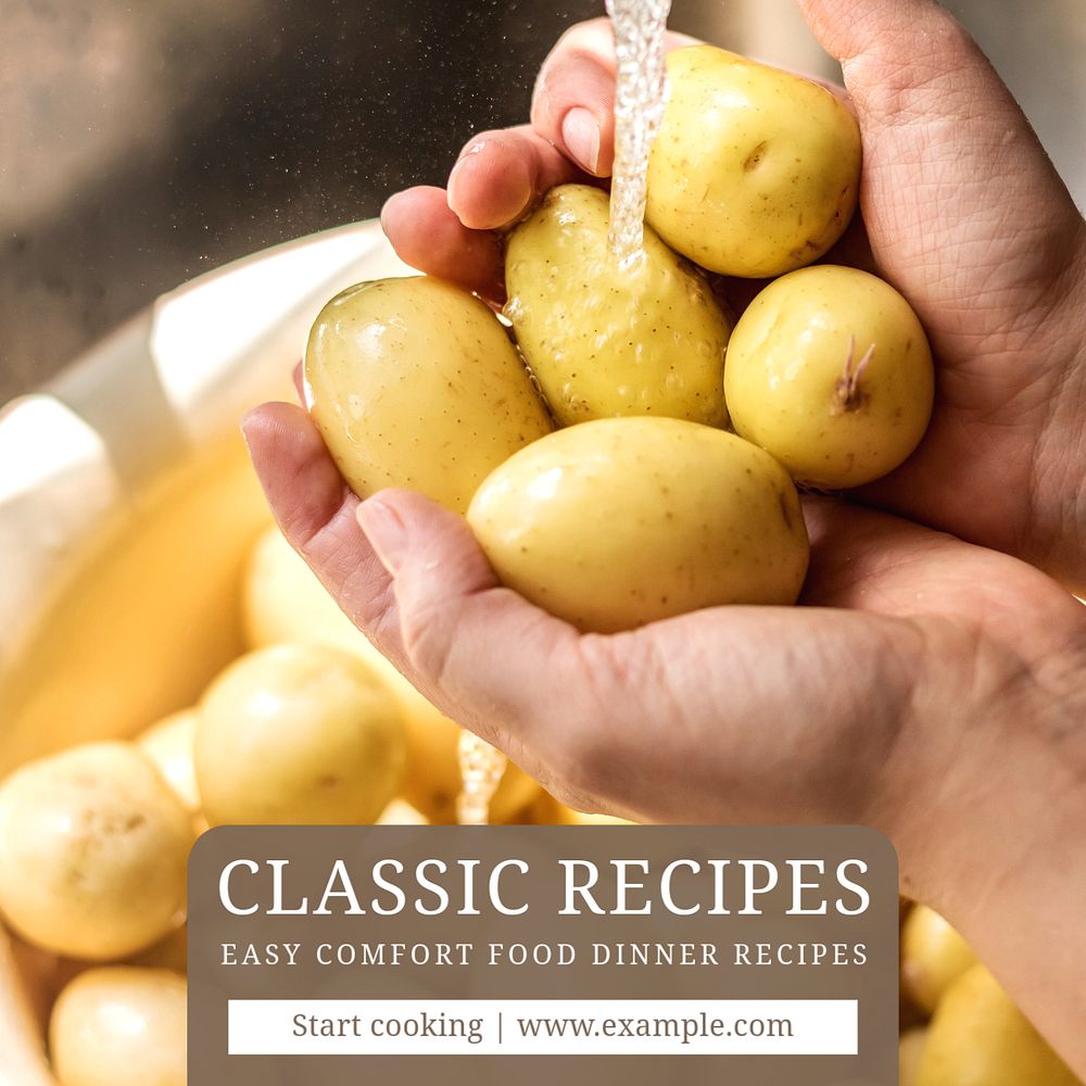 Food recipes  Instagram post template, editable text