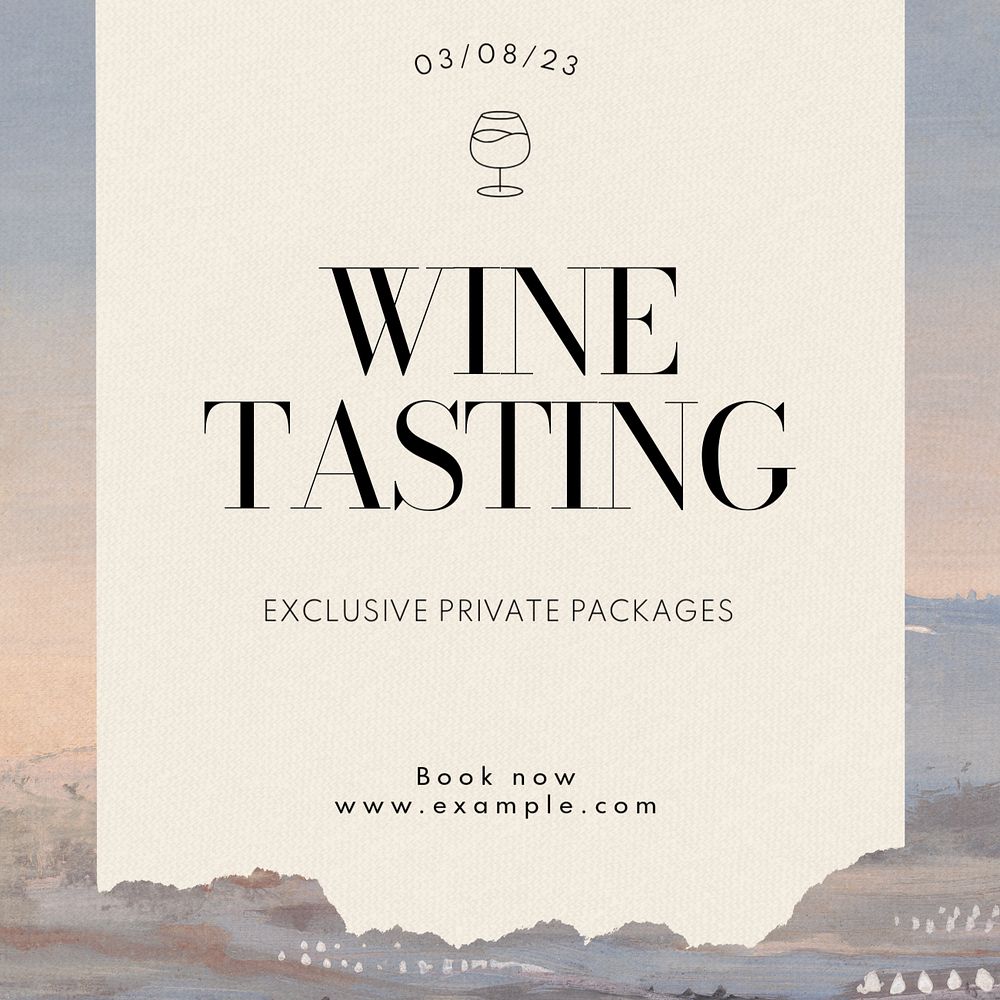 Wine tasting Instagram post template, editable text