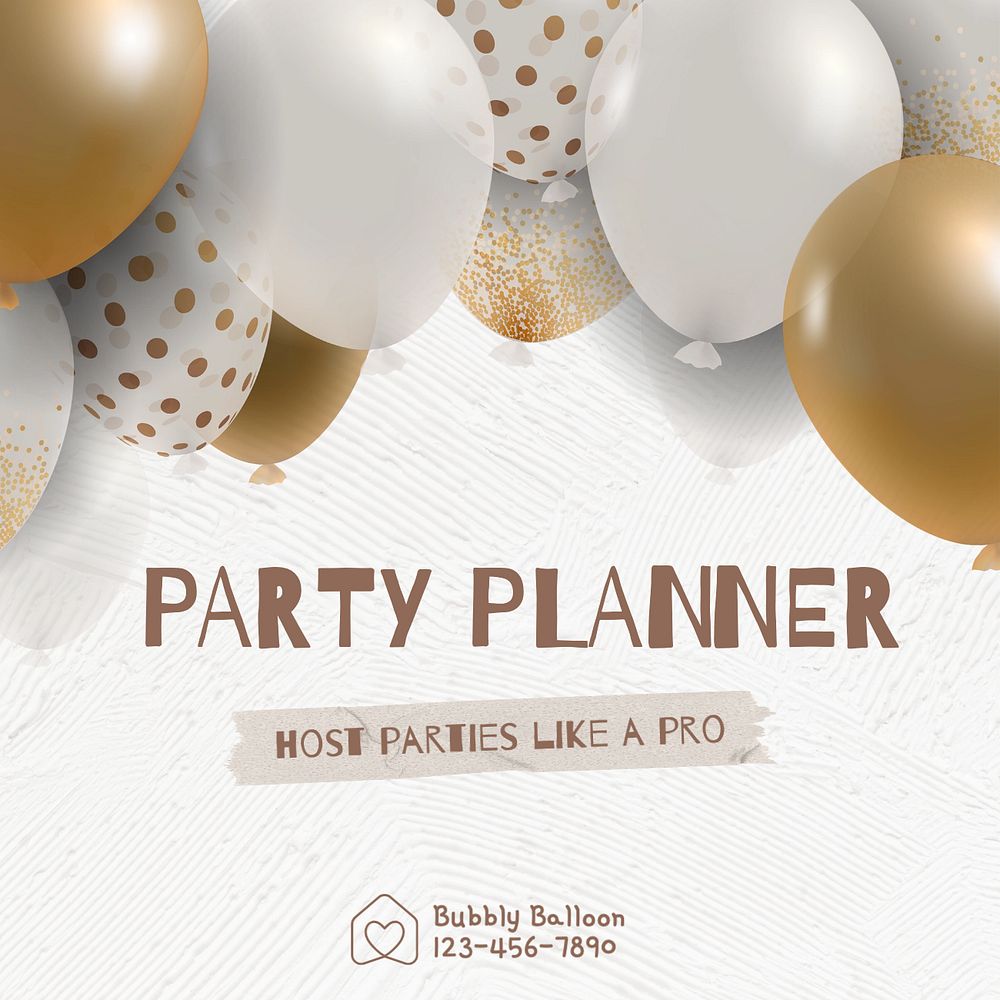 Party planner Instagram post template, editable text