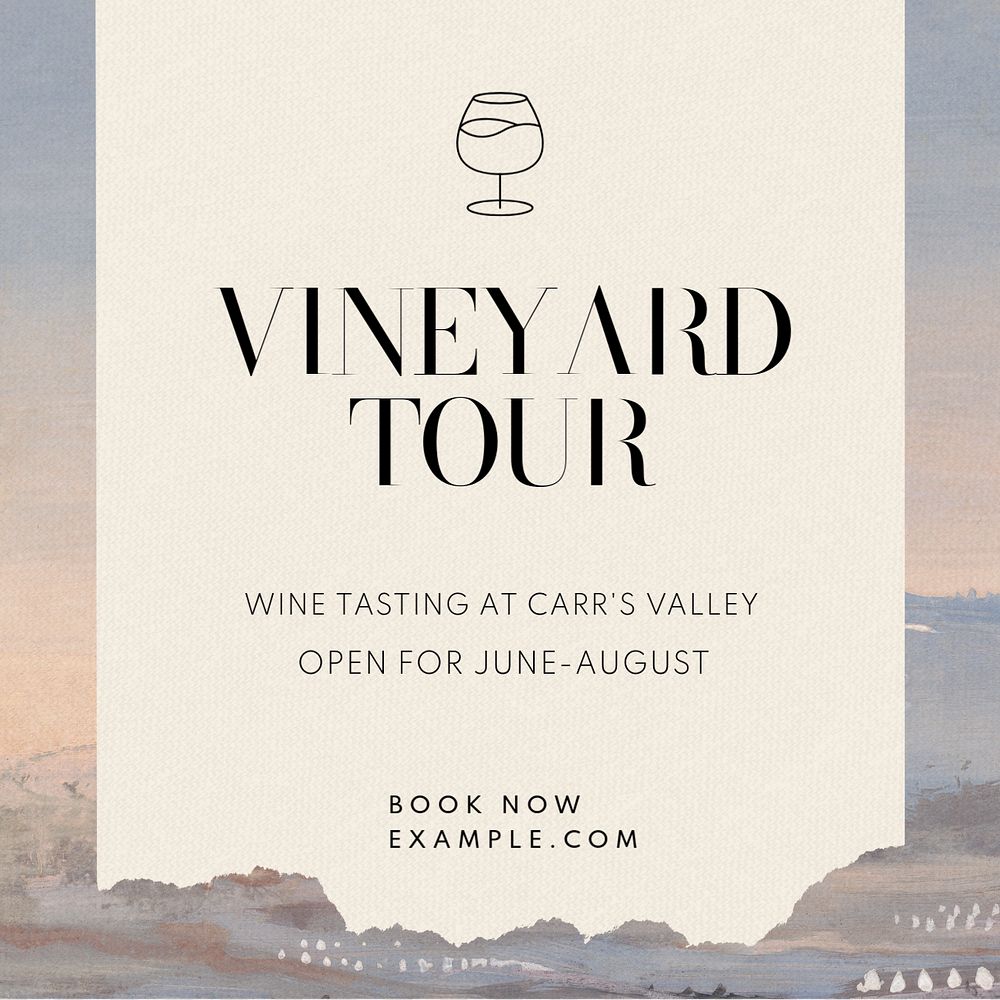 Vineyard tour Instagram post template, editable text