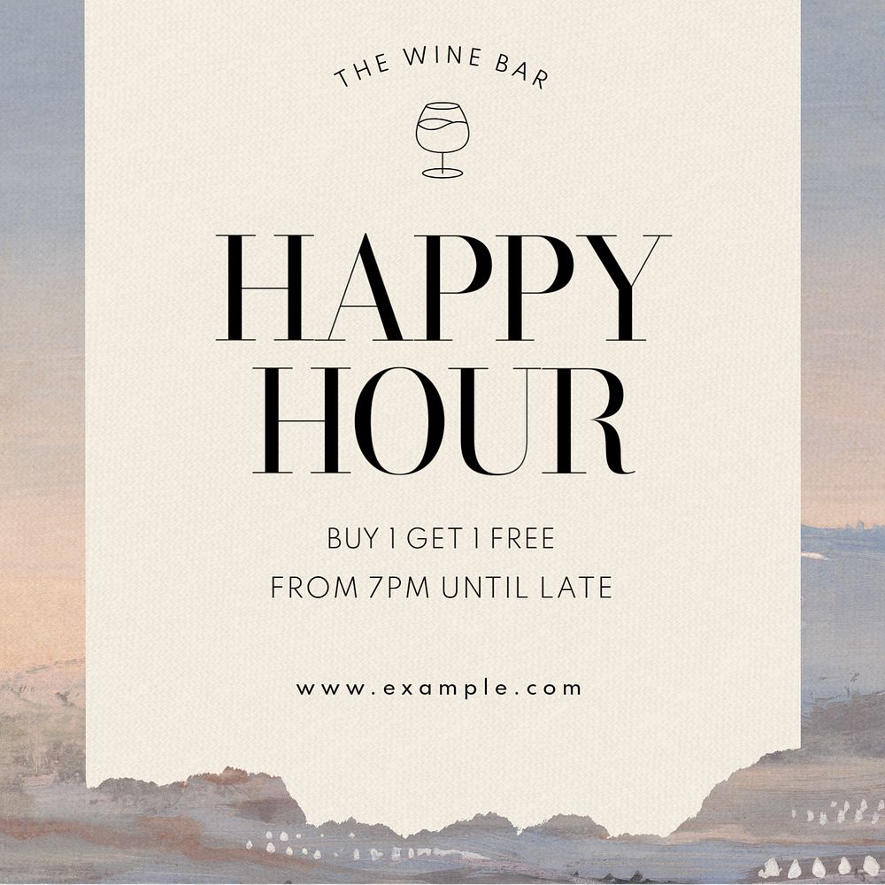 Happy hour Instagram post template, editable text