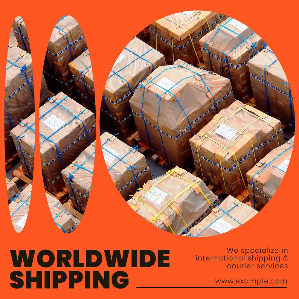 Worldwide shipping Instagram post template, editable text