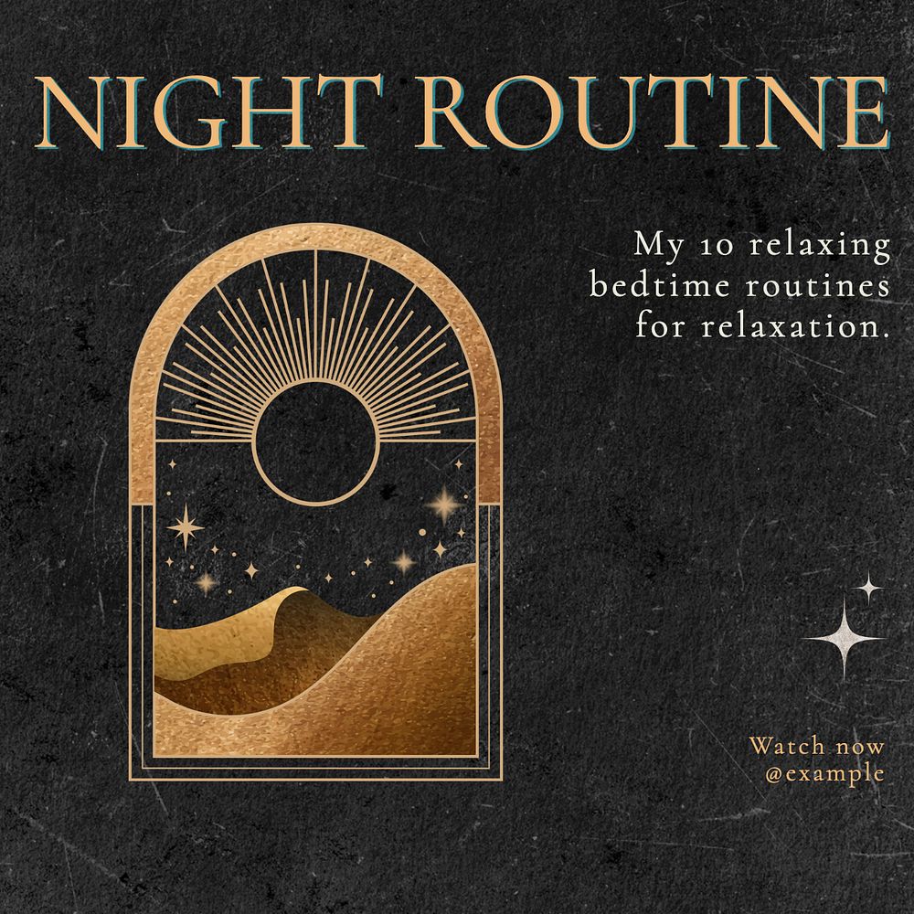 night routine Instagram post template, editable text