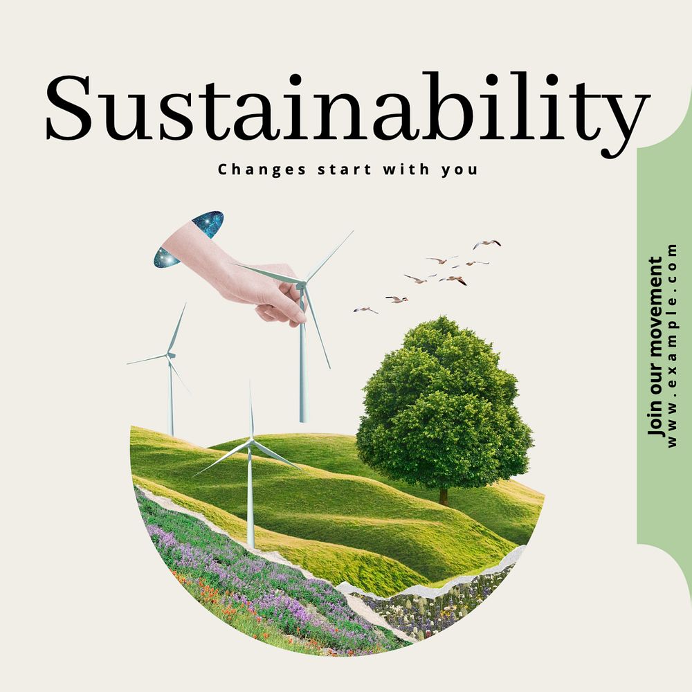 Sustainability Instagram post template, editable text