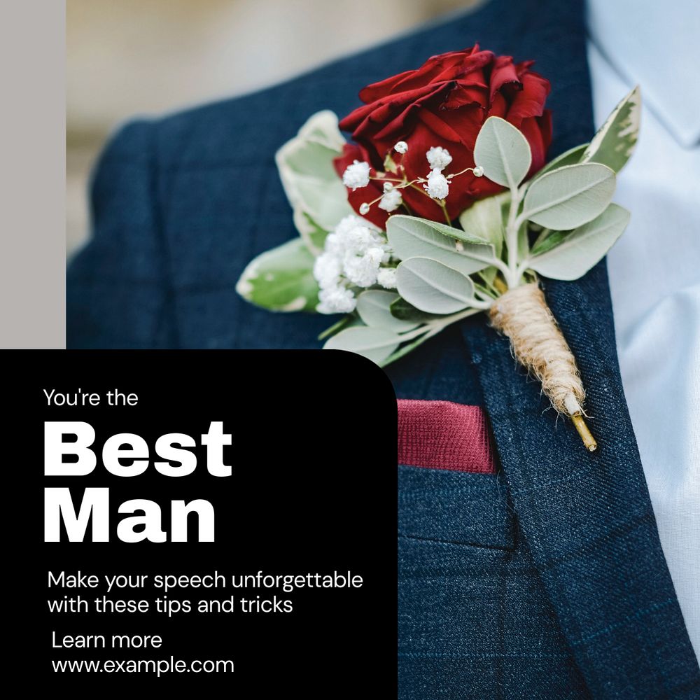 Best man Instagram post template, editable text