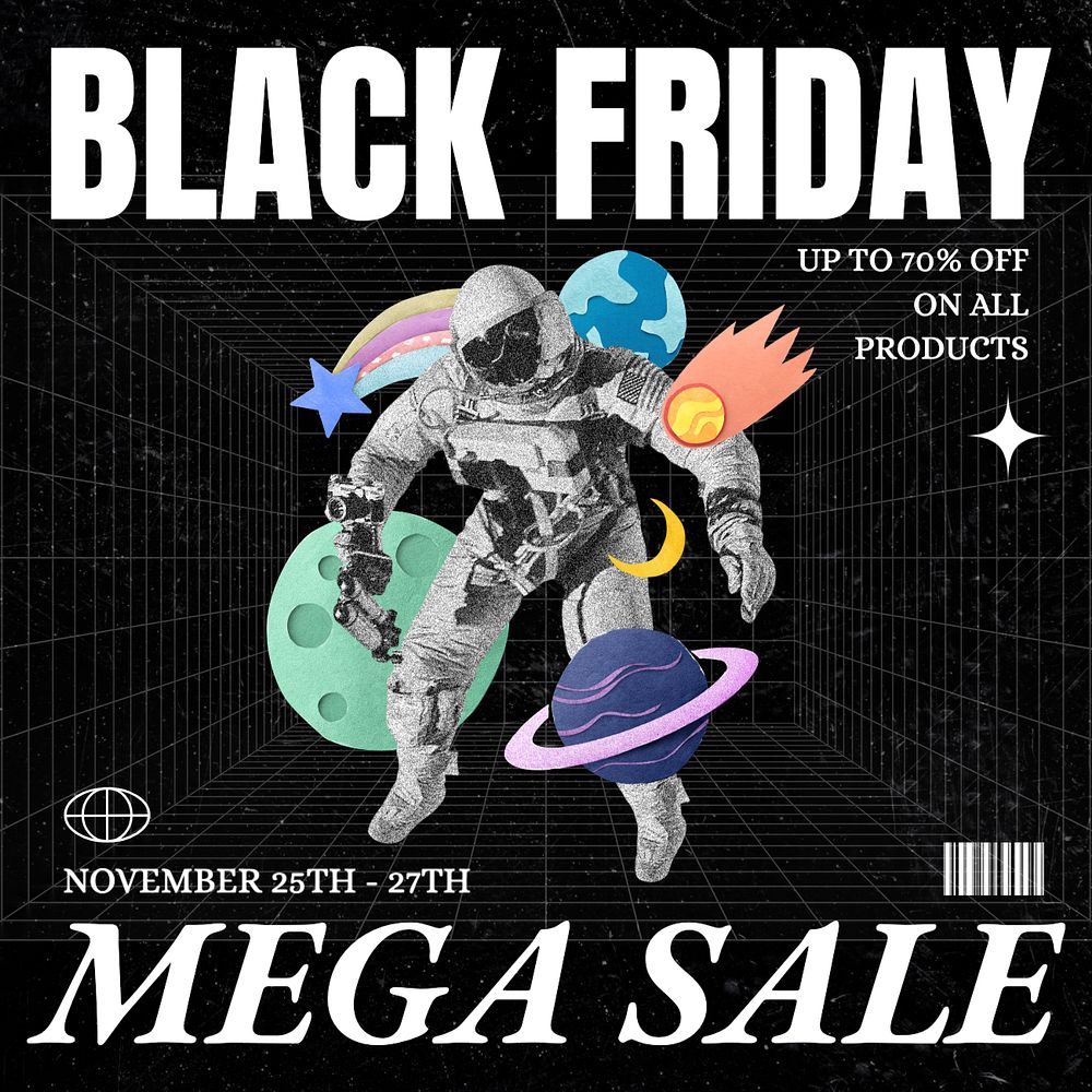 Black Friday sale Instagram post template, editable text