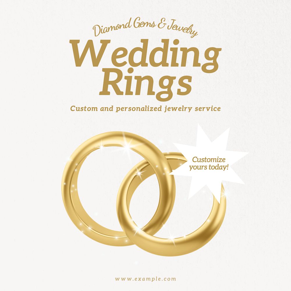 Wedding rings Instagram post template, editable text