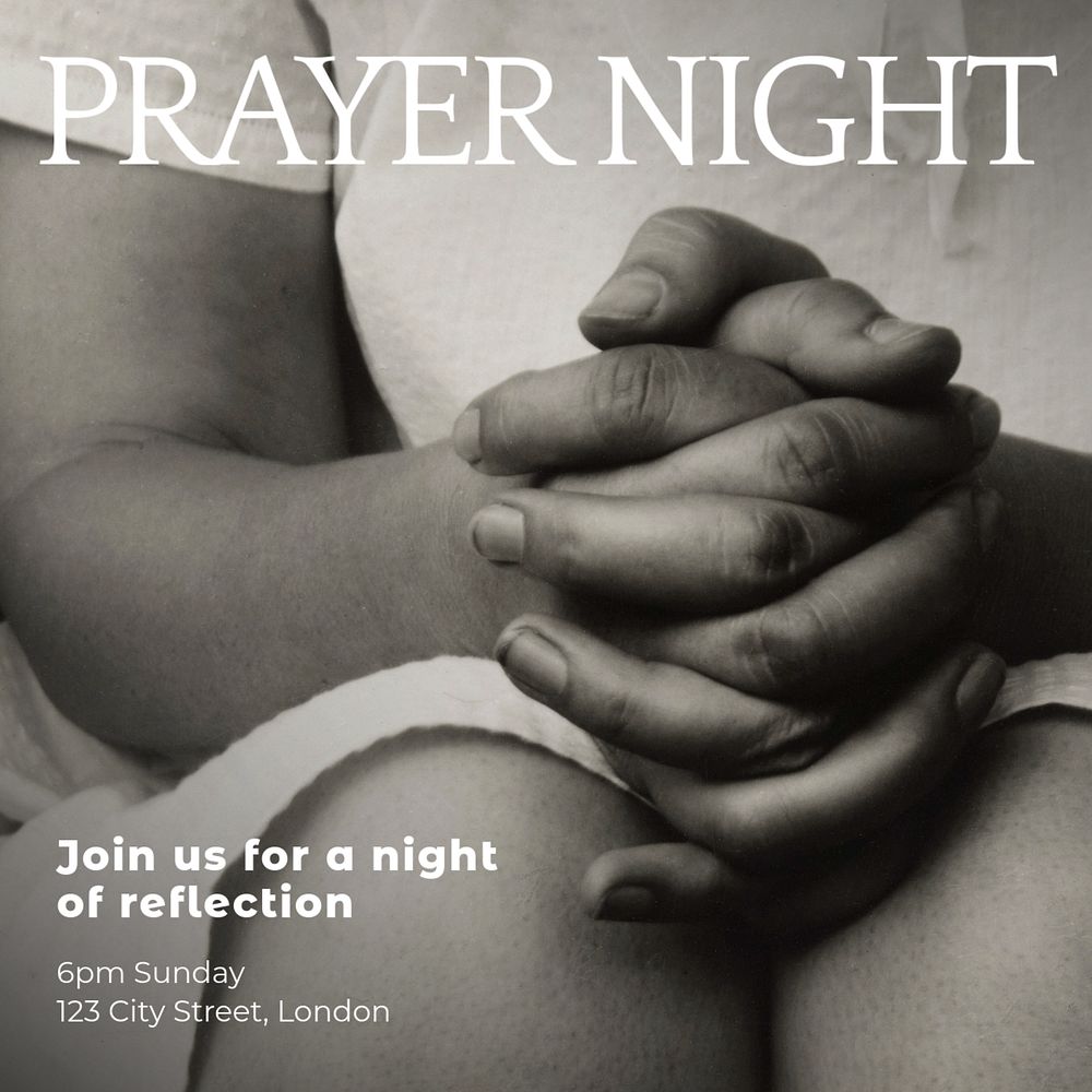 Prayer night Instagram post template, editable text