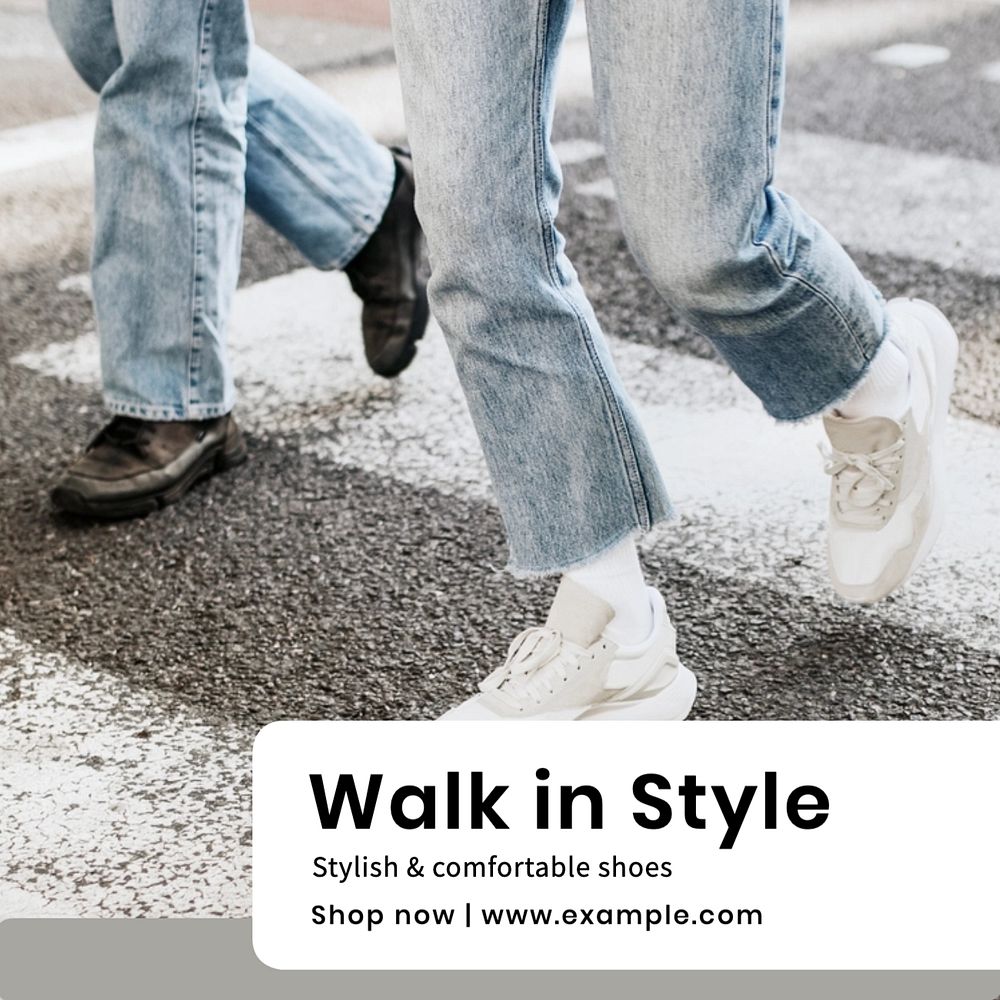 Walking shoes Instagram post template, editable text