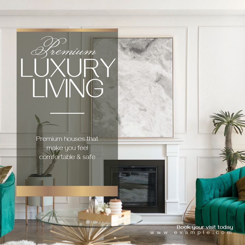 luxury living Instagram post template, editable text