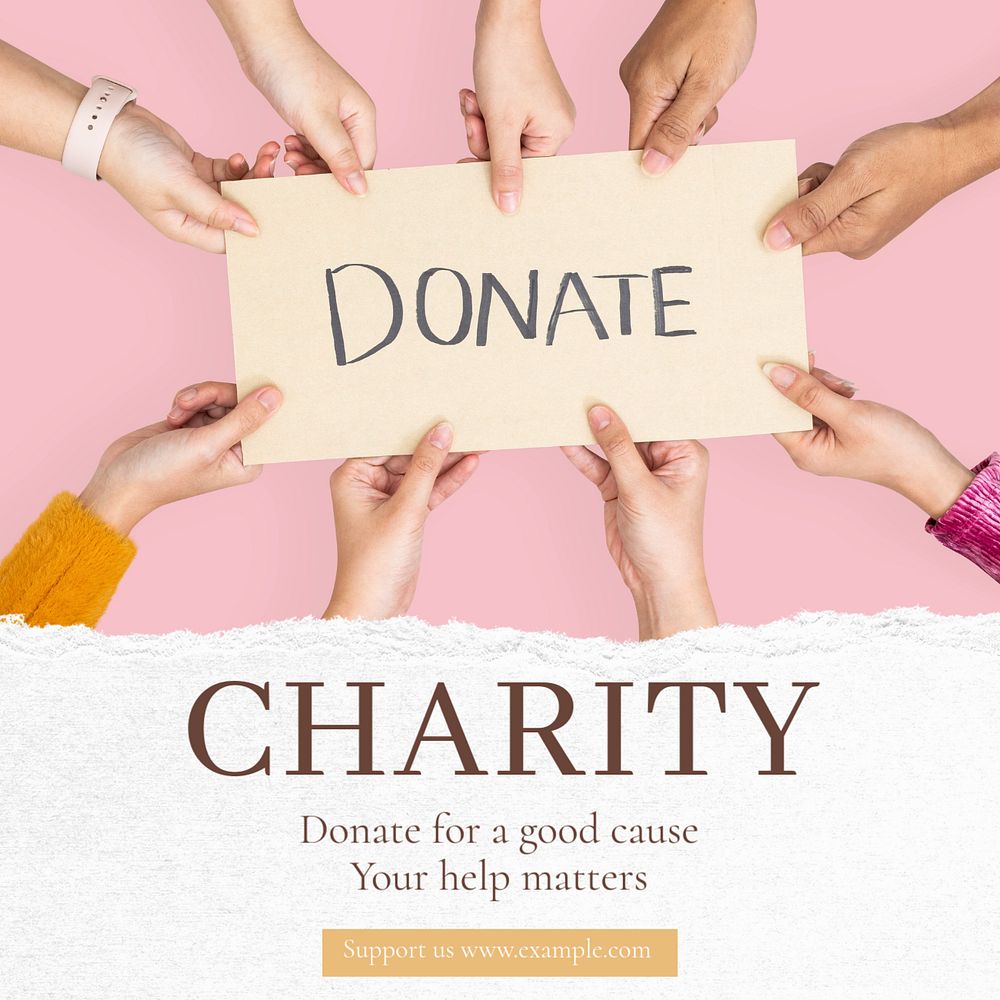 Charity Instagram post template, editable text