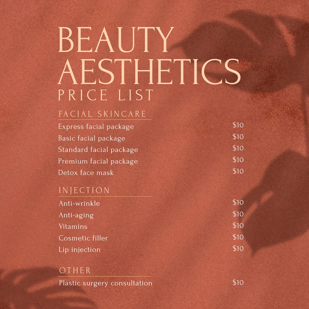 Beauty aesthetics Instagram post template, editable text