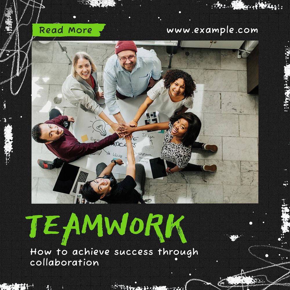 Teamwork  Instagram post template, editable text