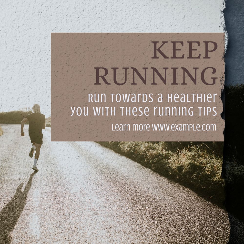 Keep running  Instagram post template, editable text